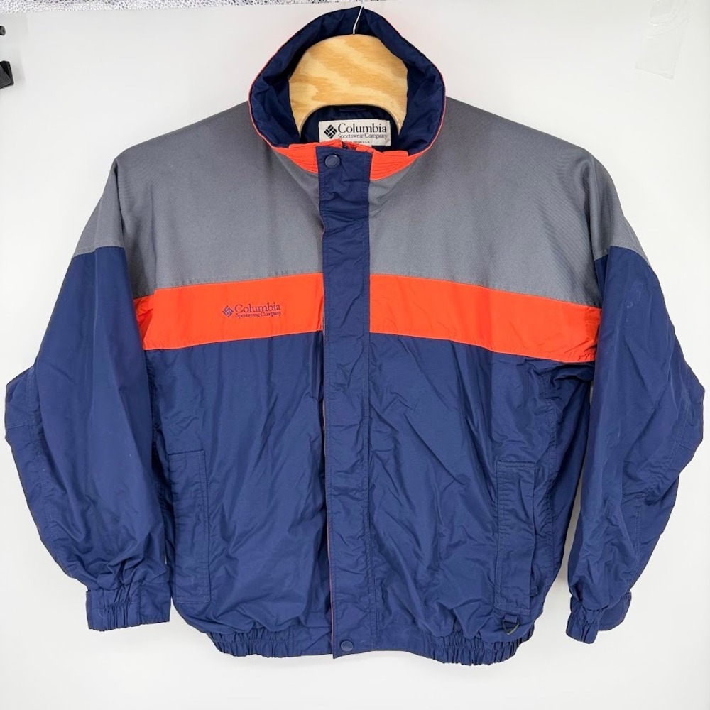 VTG COLUMBIA 1997 Radial Sleeve Bugaboo SHELL Jacket Mens L Grey Blue Orange Ski